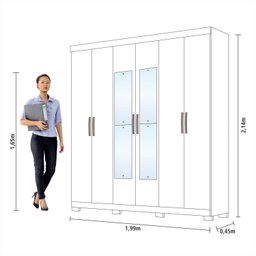 Guarda-Roupa Casal 6 Portas 3 Gavetas Kit 4 Espelhos e 8 Pés 199cm 100% MDF Clara - 6