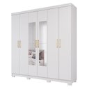 Ver imagem 3 de Guarda-Roupa Casal 6 Portas 3 Gavetas Kit 4 Espelhos e 8 Pés 199cm 100% MDF Clara Branco