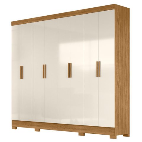 Guarda Roupa Casal 8 Portas 4 Gavetas 236cm Ágata M07 Freijó/off White - Mpozenato