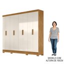 Ver imagem 5 de Guarda Roupa Casal 8 Portas 4 Gavetas 236cm Ágata M07 Freijó/off White - Mpozenato