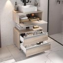 Ver imagem 7 de Conjunto Gabinete Banheiro Creta 60cm (gabinete+espelheira+cuba) Madeirado Inteiro
