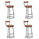 Ver imagem 1 de Banqueta Alta Cozinha 70cm Encosto Industrial Aço Kit 4 Ziria Pu Caramelo S02 - D’Rossi