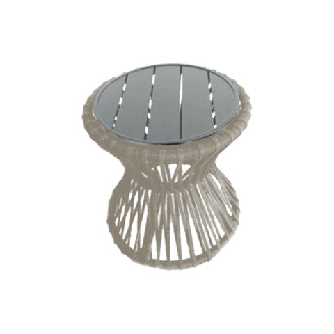 Mesa de Centro Sol em Corda Náutica e Base em Alumínio Cinza 70cm Areia