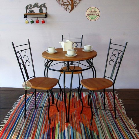 Jogo de Mesa Rococó Minas Rústico Jogo Bistrô