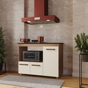 Ver imagem 1 de Balcão Cooktop Ana 4 Bocas 114m com Nicho para Forno e 3 Portas - Savana/off White Móblis