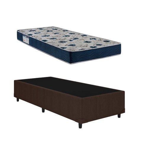 Cama Base Box Solteiro Marrom Colchão Iso 60 D28 - Ortobom
