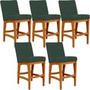 Ver imagem 1 de Kit 05 Banquetas Baixa Cozinha Bancada Bar Sala Jantar Fixa Mila L02 Suede Verde Musgo - Lyam Decor 