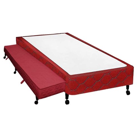 Cama Box Base Casal Com Auxiliar Semi Ortopedica Suede:VERMELHO