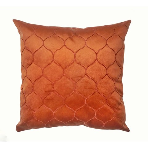 Capa para Almofada em Veludo Bordado Supreme Quadrada Terracota