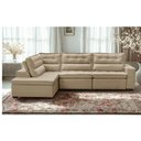 Ver imagem 1 de Sofá de Canto Retrátil e Reclinável com Molas 3,00x2,00 Esq Viena Suede Bege Mirra Decor