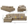 Sofá de Canto Retrátil e Reclinável com Molas 3,00x2,00 Esq Viena Suede Bege Mirra Decor - 2