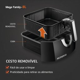Fritadeira Elétrica sem Óleo Air Fryer Mondial Afn-80-bi o 8l 1900w Preto/inox 127v - 4