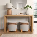 Ver imagem 3 de Puff Elegance:couro Nature / Linho Bege