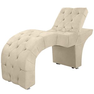 Maca Reclinável com Capitonê Veludo: Bege Claro