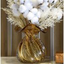 Ver imagem 2 de Arranjo de Flores de Algodão e Trigo Seco no Vaso Trouxinha Âmbar de Cristal 40cm | Beleza Atemporal