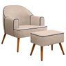 Poltrona Agata com Puff Suede Veludo Bege Konfort 7074 - AGATA COM PUFF/7074 - 1