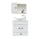 Ver imagem 2 de Conjunto Pequim Mdf Gabinete Banheiro com Espelheira e Cuba:branco
