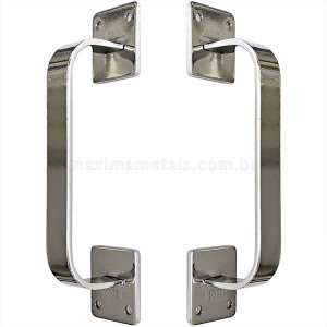 Puxador Duplo Rustico Colonial Porta Pivotante ou de Correr 140mm Cromado M411-cro