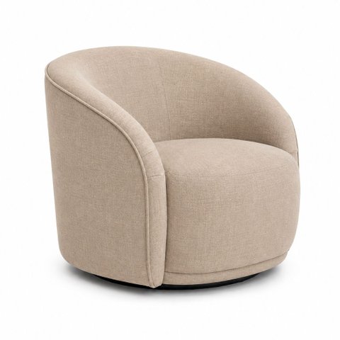 Poltrona Giratória 87cm Heidi Linho Bege - Sallar Home