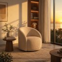 Ver imagem 2 de Poltrona Giratória 87cm Heidi Linho Bege - Sallar Home