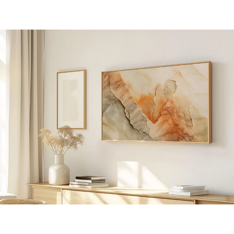 Quadro Decorativo N°22 160x90cm - Panorâmico Mármore Mineral - Madeira Clara - Rollflex