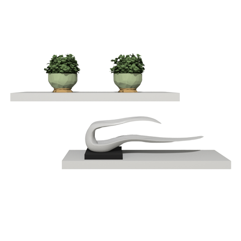 Kit 2 Prateleiras Retas Decorativas com Suporte Invisível Mdf 60x15 Plancasa:branco Tx