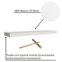 Ver imagem 5 de Kit 2 Prateleiras Retas Decorativas com Suporte Invisível Mdf 60x15 Plancasa:branco Tx