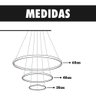 Lustre Led Moderno Pendente Dourado C/ Controle 60cm 89w - 6
