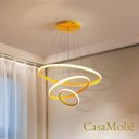 Ver imagem 3 de Lustre Led Moderno Pendente Dourado C/ Controle 60cm 89w