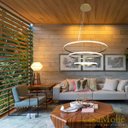Ver imagem 5 de Lustre Led Moderno Pendente Dourado C/ Controle 60cm 89w
