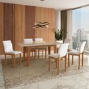 Ver imagem 1 de Mesa de Jantar BELLA180X90CM Cinamomo Off White com Kit 6 Cadeiras Bella Veludo Palha-Valdemovéis