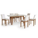 Ver imagem 2 de Mesa de Jantar BELLA180X90CM Cinamomo Off White com Kit 6 Cadeiras Bella Veludo Palha-Valdemovéis