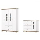Ver imagem 2 de Quarto de Bebê Completo Aconchego 5 Portas 6 Gavetas com Vidro Branco/jequitibá - Henn