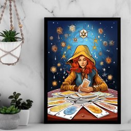 Quadro Taróloga - Cartomante 45x34cm:moldura Branca - 1