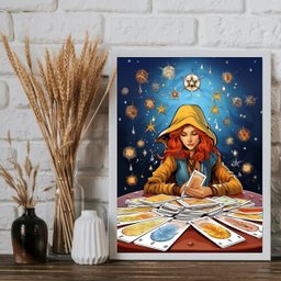 Quadro Taróloga - Cartomante 45x34cm:moldura Branca - 2