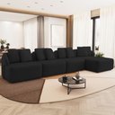 Ver imagem 1 de Sofá 5 Lugares com Chaise Direito Sala Living 388cm Arlo F04 Veludo Preto Tc-12011 - Lyam Decor