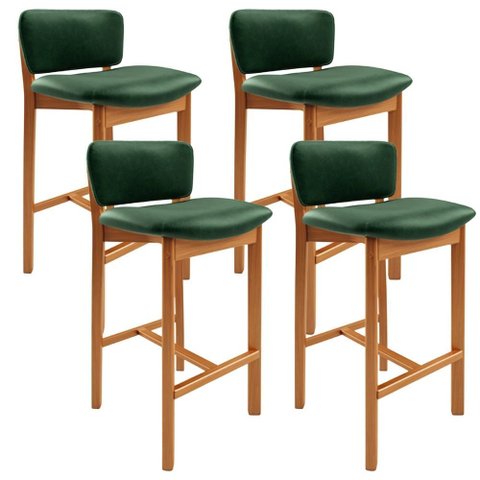 Kit 4 Banqueta Alta para Cozinha Sala de Jantar Bar Dara L02 Couríssimo Verde Musgo - Lyam Decor