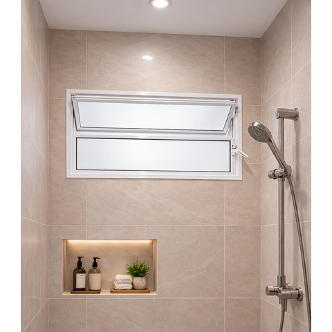 Vitro Basculante 40x100 Alumínio Branco Vidro Liso