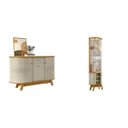 Ver imagem 2 de Conjunto Buffet e Cristaleira Porta Curva Pés Palito LED Cumaru/Opala Monza e Marina