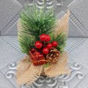 Ver imagem 2 de Arranjo Cereja Pinha Artificial Vaso Enfeite Mesa Natal 20cm