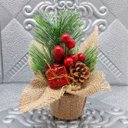 Ver imagem 1 de Arranjo Cereja Pinha Artificial Vaso Enfeite Mesa Natal 20cm