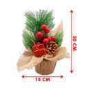 Ver imagem 3 de Arranjo Cereja Pinha Artificial Vaso Enfeite Mesa Natal 20cm