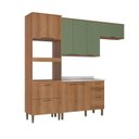 Ver imagem 2 de Cozinha Modulada 100%MDF 4 Peças Torre Quente e Balcão sem Tampo Yescasa Freijó/Verde Sálvia Princess