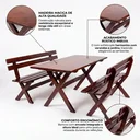 Ver imagem 4 de Mesa para Área Externa com 2 Bancos Madeira Maciça 200cm Kit Churrasco Yescasa Imbuia Marrom