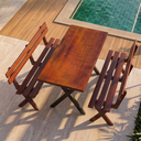 Ver imagem 1 de Mesa para Área Externa com 2 Bancos Madeira Maciça 200cm Kit Churrasco Yescasa Imbuia Marrom