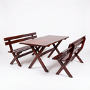 Ver imagem 2 de Mesa para Área Externa com 2 Bancos Madeira Maciça 200cm Kit Churrasco Yescasa Imbuia Marrom