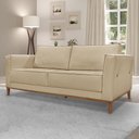 Ver imagem 5 de Kit 2 Poltronas e Sofá Living 2 Lugares 1,90m Vega Linho Pés Castanho - Pallazio Dourado