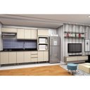 Ver imagem 1 de Cozinha Modulada Integrada com Sala de Estar Aurora Espresso Móveis Cinza
