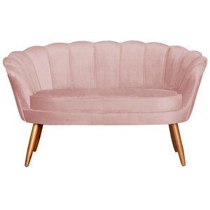 Namoradeira Estofada 2 Lugares Para Sala Comercial Pétala Veludo Rosa Nude - DL Decor