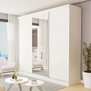 Ver imagem 1 de Guarda-roupa Casal 3 Portas de Correr 4 Gavetas e 3 Espelhos Barcelona - Branco